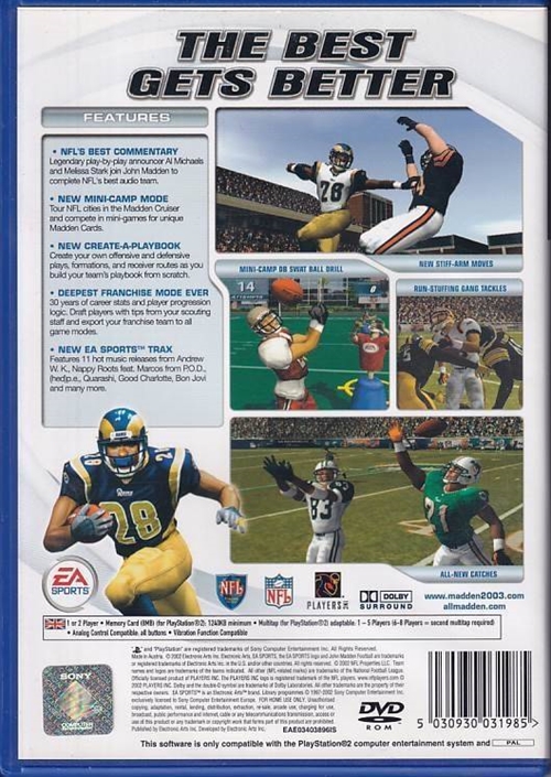 Madden NFL 2003 - PS2 (B Grade) (Genbrug)